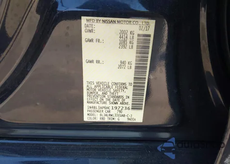 2017 Nissan Altima 3.5 Sl from USA, damaged, VIN 1N4BL3AP6HC197236